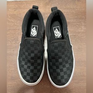 Vans Black Checkered Slip On Shoes Youth Size 2 Boys or Girls